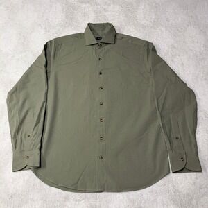 Proper‎ Cloth Portuguese Seersucker Shirt Button Up Green Mens Medium Tall